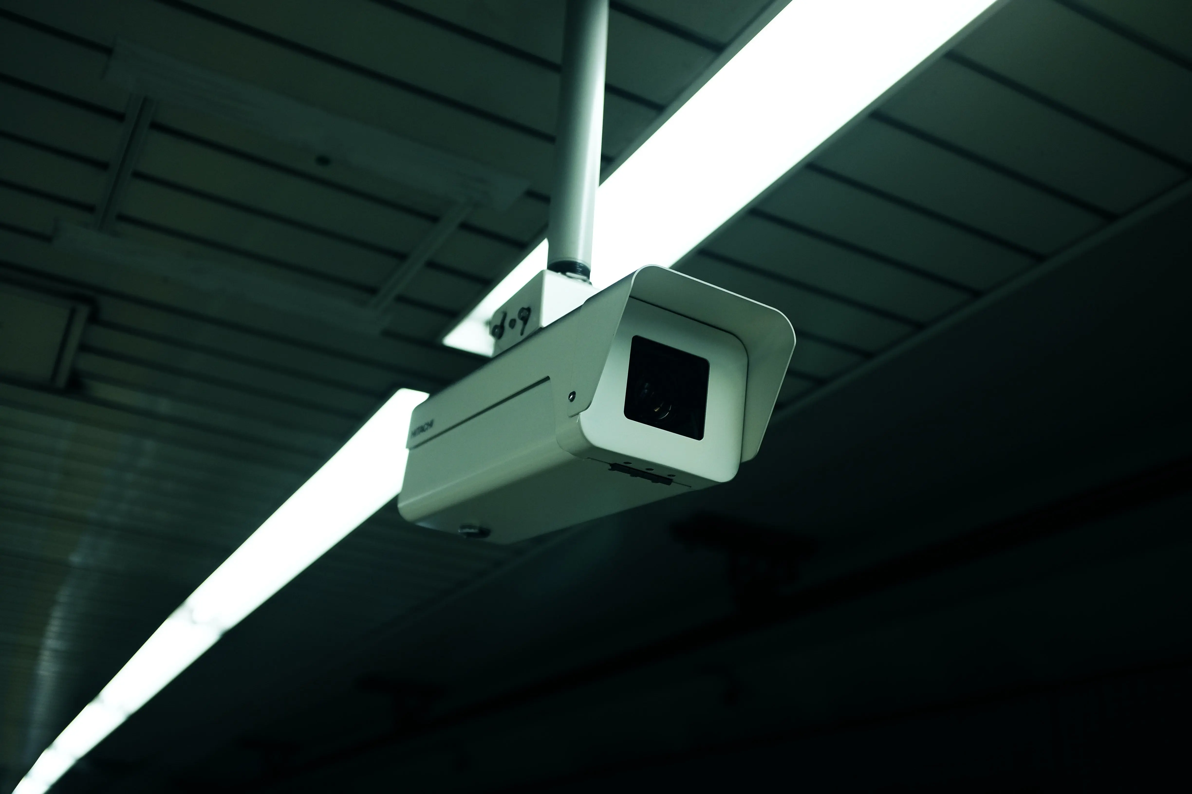 CCTV security camera mounted in a transport environment