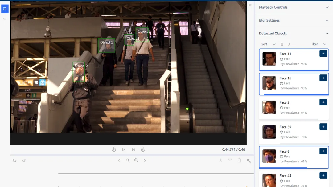 Aetopia AI Redact processing station with detected faces queued for reviewer approval