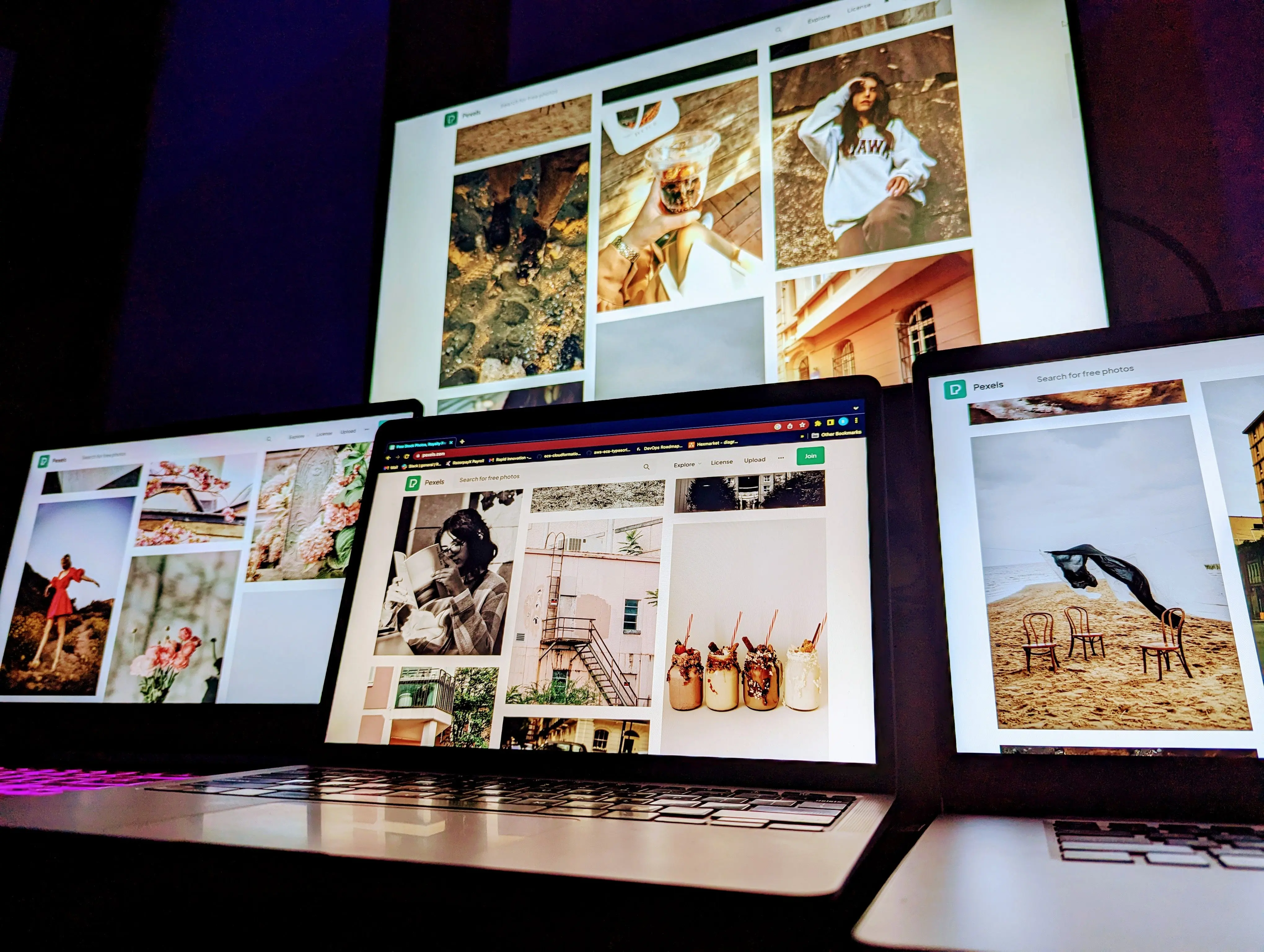 Multiple screens displaying Aetopia image collections